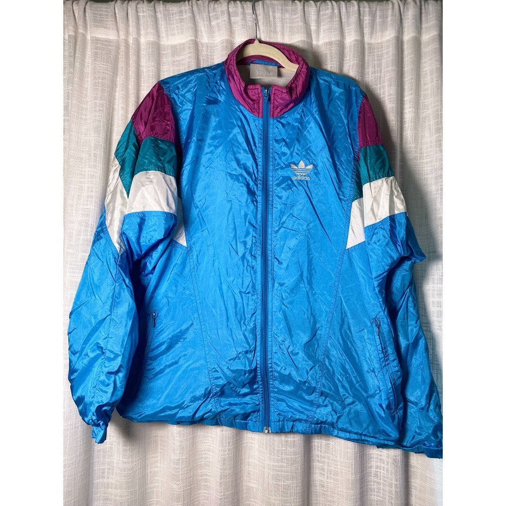 Adidas Vintage 80s-90s Retro Track Jacket Blue/Purple German | Size Large